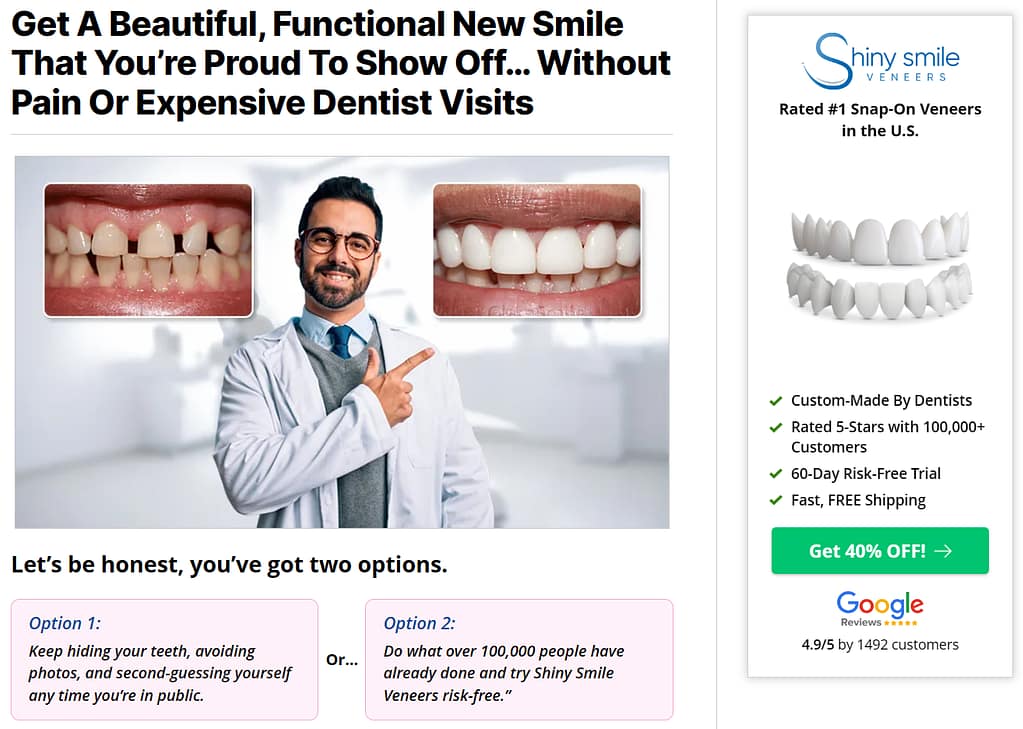 Fake review site set up by Shiny Smile Veneers using fake doctors to provide manufactured authority