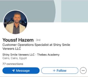 Shiny Smile Veneer employee based in Egypt