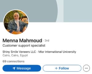 Shiny Smile Veneer employee based in Egypt