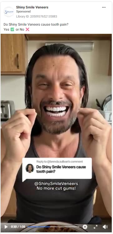 AI generated influencer used to provide fabricated review of Shiny Smile Veneers