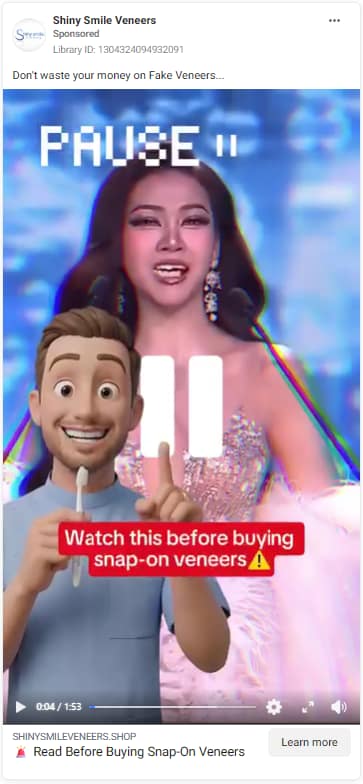 Shiny Smile Veneers - gaming the Meta ads platform?