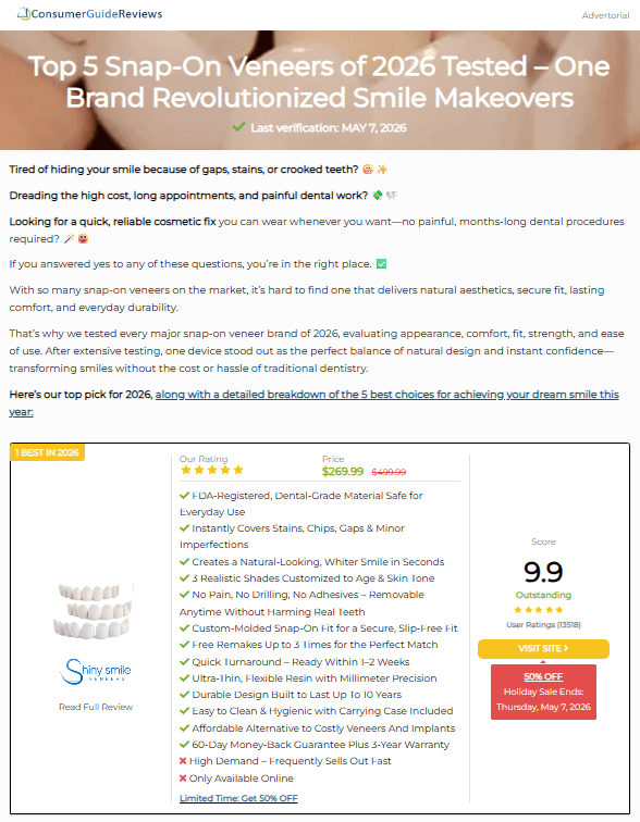 Shiny Smile Veneers paid affiliate review site