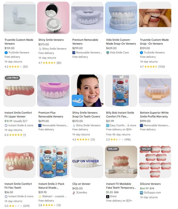 Cheapest snap on veneer options from Alibaba