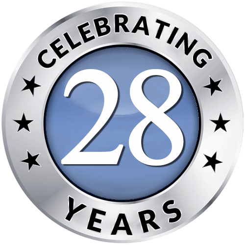28 years in business badge